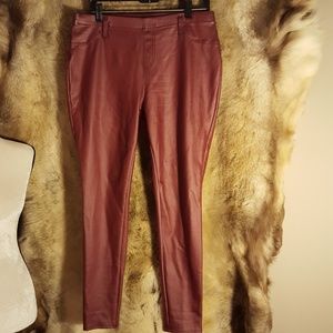 Maroon Faux Leather Leggings L 12/14